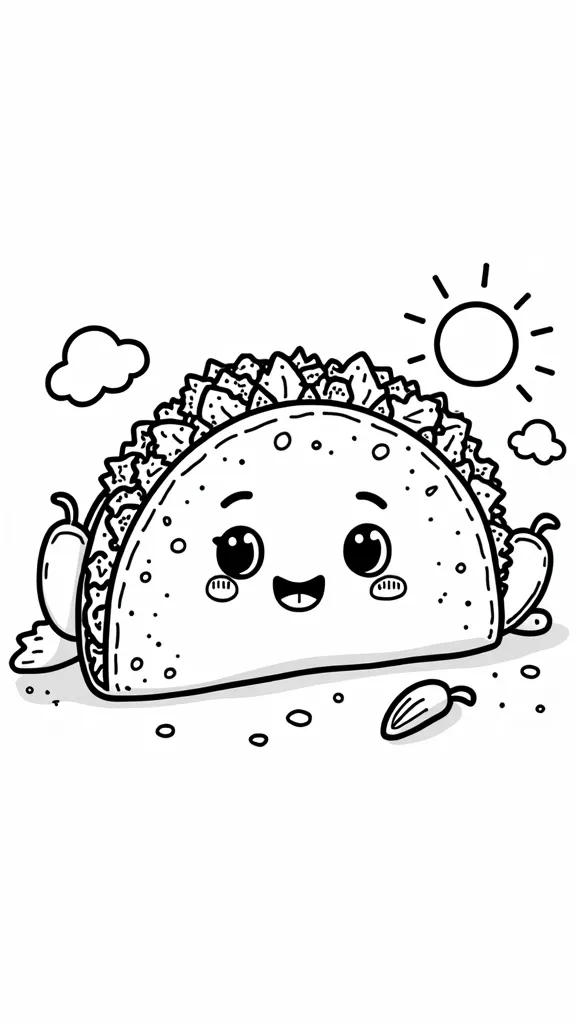 cute taco coloring pages